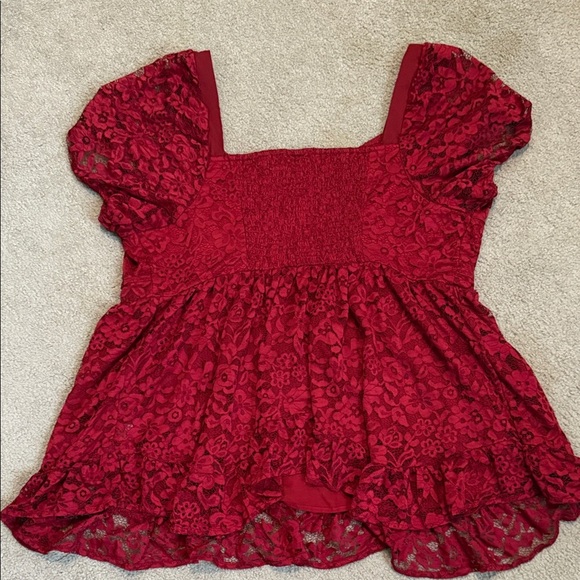 Torrid Red Lace Blouse - Picture 7 of 8